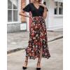 imageBTFBM Womens Maxi Summer Dresses 2025 Short Sleeve V Neck Boho Floral Print Belted High Low Ruffle Party Cocktail DressFloral Black Brown