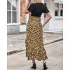 imageBTFBM Womens Maxi Summer Dresses 2025 Short Sleeve V Neck Boho Floral Print Belted High Low Ruffle Party Cocktail DressFloral Black Yellow