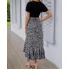 imageBTFBM Womens Maxi Summer Dresses 2025 Short Sleeve V Neck Boho Floral Print Belted High Low Ruffle Party Cocktail DressLeopard Black Grey
