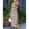 imageBTFBM Womens Sleeveless Summer Dresses 2025 Crew Neck Casual Sundress Hollow Out Side Slit Bodycon Knit Long Tank DressApricot