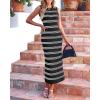 imageBTFBM Womens Sleeveless Summer Dresses 2025 Crew Neck Casual Sundress Hollow Out Side Slit Bodycon Knit Long Tank DressBlack