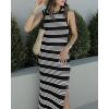 imageBTFBM Womens Sleeveless Summer Dresses 2025 Crew Neck Casual Sundress Hollow Out Side Slit Bodycon Knit Long Tank DressBlack