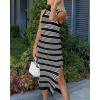 imageBTFBM Womens Sleeveless Summer Dresses 2025 Crew Neck Casual Sundress Hollow Out Side Slit Bodycon Knit Long Tank DressBlack