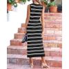 imageBTFBM Womens Sleeveless Summer Dresses 2025 Crew Neck Casual Sundress Hollow Out Side Slit Bodycon Knit Long Tank DressBlack