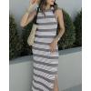 imageBTFBM Womens Sleeveless Summer Dresses 2025 Crew Neck Casual Sundress Hollow Out Side Slit Bodycon Knit Long Tank DressGrey