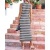 imageBTFBM Womens Sleeveless Summer Dresses 2025 Crew Neck Casual Sundress Hollow Out Side Slit Bodycon Knit Long Tank DressGrey