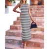 imageBTFBM Womens Sleeveless Summer Dresses 2025 Crew Neck Casual Sundress Hollow Out Side Slit Bodycon Knit Long Tank DressGrey