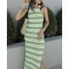 imageBTFBM Womens Sleeveless Summer Dresses 2025 Crew Neck Casual Sundress Hollow Out Side Slit Bodycon Knit Long Tank DressLight Green
