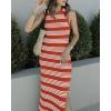 imageBTFBM Womens Sleeveless Summer Dresses 2025 Crew Neck Casual Sundress Hollow Out Side Slit Bodycon Knit Long Tank DressRust Red
