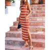 imageBTFBM Womens Sleeveless Summer Dresses 2025 Crew Neck Casual Sundress Hollow Out Side Slit Bodycon Knit Long Tank DressRust Red