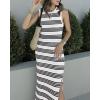 imageBTFBM Womens Sleeveless Summer Dresses 2025 Crew Neck Casual Sundress Hollow Out Side Slit Bodycon Knit Long Tank DressWhite