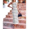 imageBTFBM Womens Sleeveless Summer Dresses 2025 Crew Neck Casual Sundress Hollow Out Side Slit Bodycon Knit Long Tank DressWhite