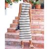 imageBTFBM Womens Sleeveless Summer Dresses 2025 Crew Neck Casual Sundress Hollow Out Side Slit Bodycon Knit Long Tank DressWhite