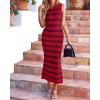 imageBTFBM Womens Sleeveless Summer Dresses 2025 Crew Neck Casual Sundress Hollow Out Side Slit Bodycon Knit Long Tank DressWine Red