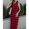 imageBTFBM Womens Sleeveless Summer Dresses 2025 Crew Neck Casual Sundress Hollow Out Side Slit Bodycon Knit Long Tank DressWine Red