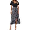 imageBTFBM Womens Maxi Summer Dresses 2025 Short Sleeve V Neck Boho Floral Print Belted High Low Ruffle Party Cocktail DressLeopard Black Grey