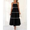 imageBTFBM Boho Summer Dresses 2025 Spaghetti Strap Backless Sundress RIC Rac Trim Tiered ALine Long Casual Vacation DressSolid Black