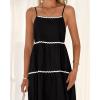 imageBTFBM Boho Summer Dresses 2025 Spaghetti Strap Backless Sundress RIC Rac Trim Tiered ALine Long Casual Vacation DressSolid Black