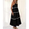 imageBTFBM Boho Summer Dresses 2025 Spaghetti Strap Backless Sundress RIC Rac Trim Tiered ALine Long Casual Vacation DressSolid Black