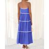 imageBTFBM Boho Summer Dresses 2025 Spaghetti Strap Backless Sundress RIC Rac Trim Tiered ALine Long Casual Vacation DressSolid Blue