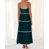 imageBTFBM Boho Summer Dresses 2025 Spaghetti Strap Backless Sundress RIC Rac Trim Tiered ALine Long Casual Vacation DressSolid Green