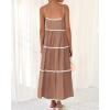 imageBTFBM Boho Summer Dresses 2025 Spaghetti Strap Backless Sundress RIC Rac Trim Tiered ALine Long Casual Vacation DressSolid Khaki