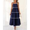 imageBTFBM Boho Summer Dresses 2025 Spaghetti Strap Backless Sundress RIC Rac Trim Tiered ALine Long Casual Vacation DressSolid Navy