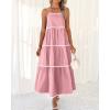 imageBTFBM Boho Summer Dresses 2025 Spaghetti Strap Backless Sundress RIC Rac Trim Tiered ALine Long Casual Vacation DressSolid Pink