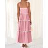 imageBTFBM Boho Summer Dresses 2025 Spaghetti Strap Backless Sundress RIC Rac Trim Tiered ALine Long Casual Vacation DressSolid Pink