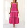 imageBTFBM Boho Summer Dresses 2025 Spaghetti Strap Backless Sundress RIC Rac Trim Tiered ALine Long Casual Vacation DressSolid Rose Red