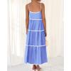 imageBTFBM Boho Summer Dresses 2025 Spaghetti Strap Backless Sundress RIC Rac Trim Tiered ALine Long Casual Vacation DressSolid Sky Blue