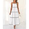 imageBTFBM Boho Summer Dresses 2025 Spaghetti Strap Backless Sundress RIC Rac Trim Tiered ALine Long Casual Vacation DressSolid White