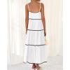 imageBTFBM Boho Summer Dresses 2025 Spaghetti Strap Backless Sundress RIC Rac Trim Tiered ALine Long Casual Vacation DressSolid White