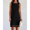 imageBTFBM Women Hollow Out Circle Embroidered Short Dresses Summer Casual Sleeveless Vacation Party Cocktail Tank DressBlack