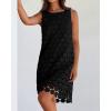 imageBTFBM Women Hollow Out Circle Embroidered Short Dresses Summer Casual Sleeveless Vacation Party Cocktail Tank DressBlack