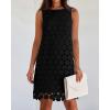 imageBTFBM Women Hollow Out Circle Embroidered Short Dresses Summer Casual Sleeveless Vacation Party Cocktail Tank DressBlack