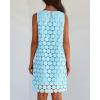 imageBTFBM Women Hollow Out Circle Embroidered Short Dresses Summer Casual Sleeveless Vacation Party Cocktail Tank DressLight Blue