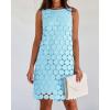 imageBTFBM Women Hollow Out Circle Embroidered Short Dresses Summer Casual Sleeveless Vacation Party Cocktail Tank DressLight Blue
