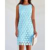 imageBTFBM Women Hollow Out Circle Embroidered Short Dresses Summer Casual Sleeveless Vacation Party Cocktail Tank DressLight Blue