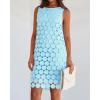 imageBTFBM Women Hollow Out Circle Embroidered Short Dresses Summer Casual Sleeveless Vacation Party Cocktail Tank DressLight Blue