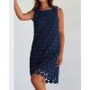 imageBTFBM Women Hollow Out Circle Embroidered Short Dresses Summer Casual Sleeveless Vacation Party Cocktail Tank DressNavy