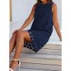 imageBTFBM Women Hollow Out Circle Embroidered Short Dresses Summer Casual Sleeveless Vacation Party Cocktail Tank DressNavy