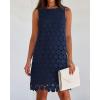 imageBTFBM Women Hollow Out Circle Embroidered Short Dresses Summer Casual Sleeveless Vacation Party Cocktail Tank DressNavy