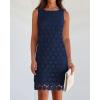 imageBTFBM Women Hollow Out Circle Embroidered Short Dresses Summer Casual Sleeveless Vacation Party Cocktail Tank DressNavy