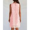 imageBTFBM Women Hollow Out Circle Embroidered Short Dresses Summer Casual Sleeveless Vacation Party Cocktail Tank DressPink