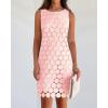 imageBTFBM Women Hollow Out Circle Embroidered Short Dresses Summer Casual Sleeveless Vacation Party Cocktail Tank DressPink