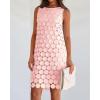 imageBTFBM Women Hollow Out Circle Embroidered Short Dresses Summer Casual Sleeveless Vacation Party Cocktail Tank DressPink