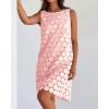 imageBTFBM Women Hollow Out Circle Embroidered Short Dresses Summer Casual Sleeveless Vacation Party Cocktail Tank DressPink