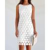 imageBTFBM Women Hollow Out Circle Embroidered Short Dresses Summer Casual Sleeveless Vacation Party Cocktail Tank DressWhite