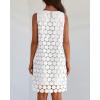 imageBTFBM Women Hollow Out Circle Embroidered Short Dresses Summer Casual Sleeveless Vacation Party Cocktail Tank DressWhite